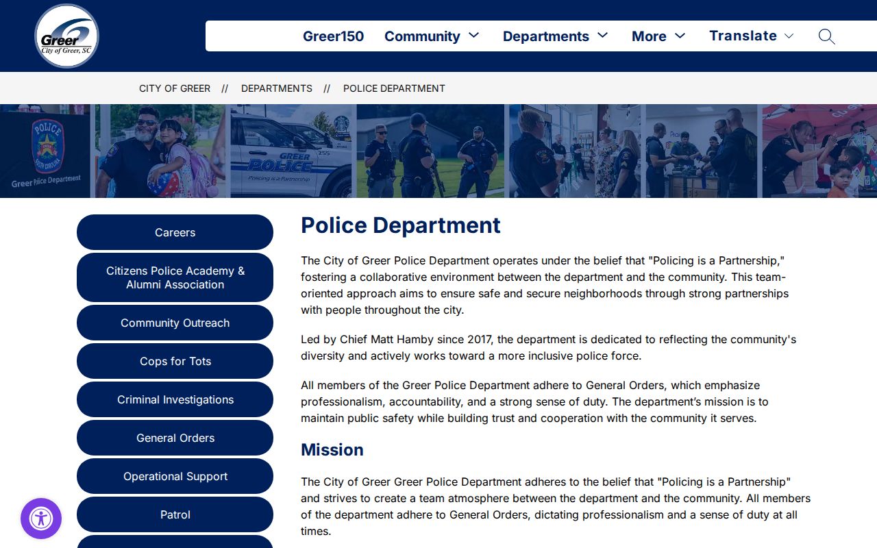 Greer Police Department criminal records information