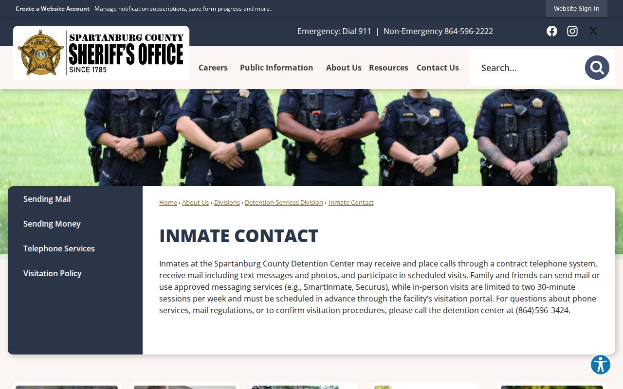 Spartanburg County arrest booking and Detention Center contact information