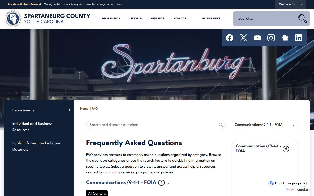 Spartanburg County criminal records 911 FOIA fee information
