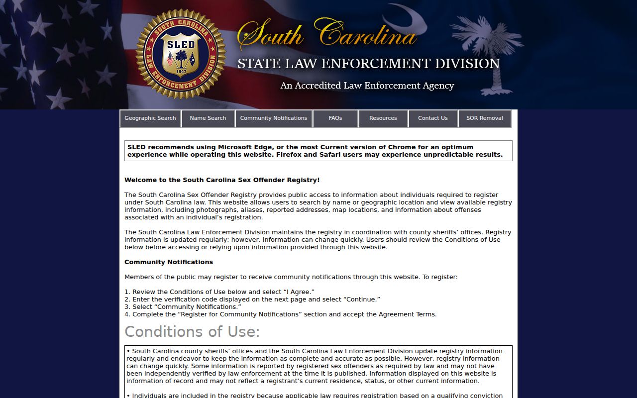 South Carolina SORT search for Spartanburg County sex offender records
