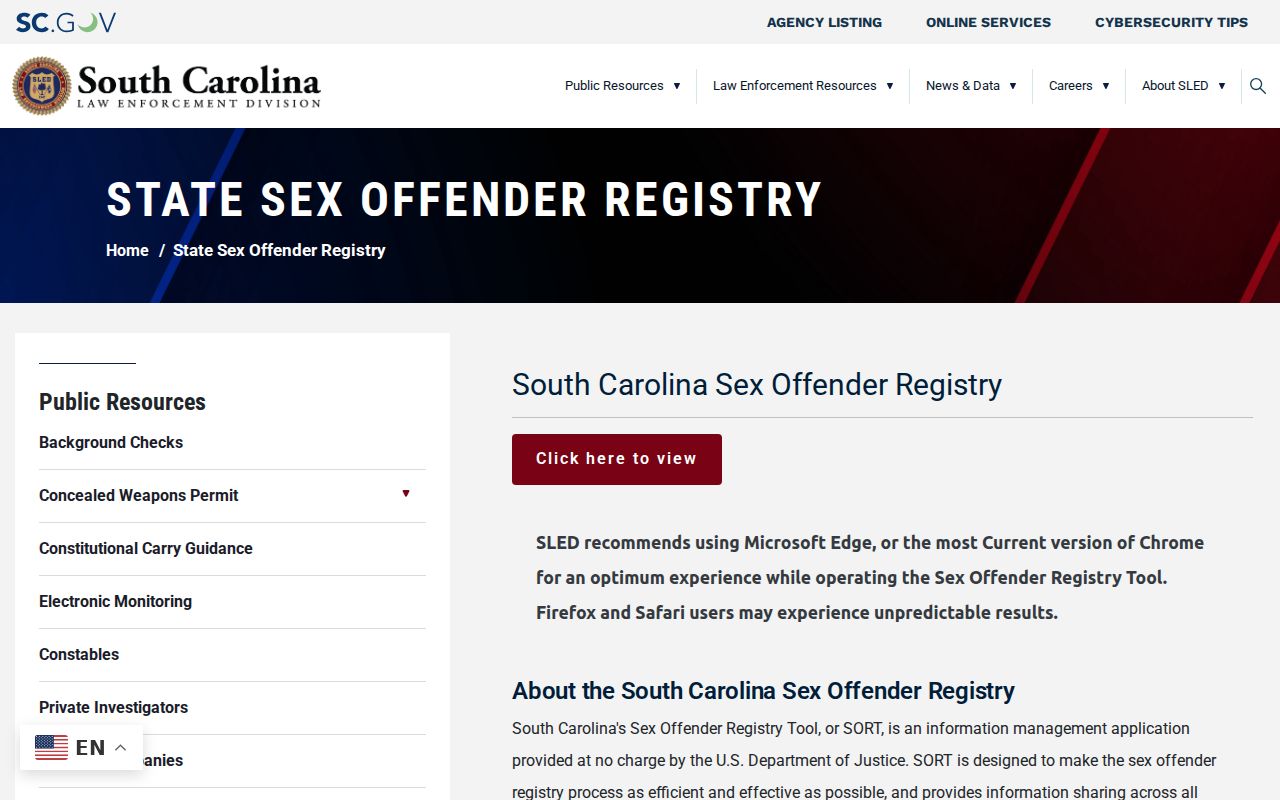 Spartanburg County sex offender registry guidance from SLED